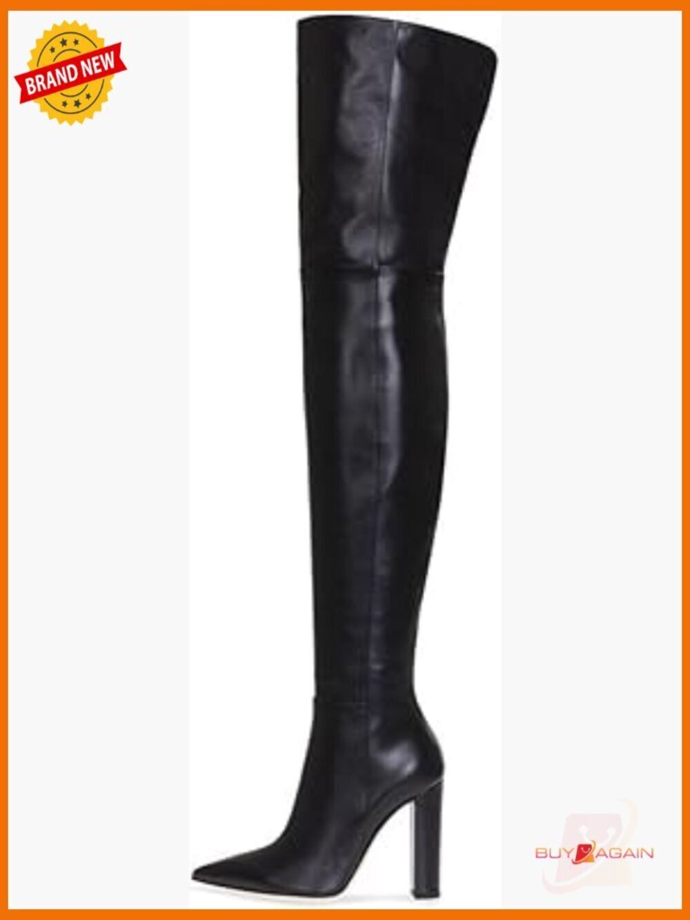 Women's Thigh High Boots Chunky Heel Pointed Toe Side Zipper Over Knee